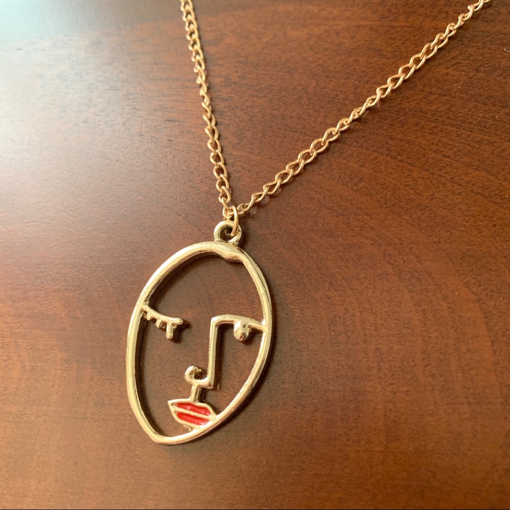 Hollow Abstract Human Face Necklace